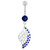 Multi Jeweled Net Dangling Belly Button Ring - Dark Blue