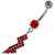 Multi Jeweled Lightning Bolt Navel Belly Button Ring - Red