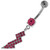 Multi Jeweled Lightning Bolt Navel Belly Button Ring - Pink