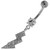 Multi Jeweled Lightning Bolt Navel Belly Button Ring - Clear