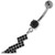 Multi Jeweled Lightning Bolt Navel Belly Button Ring - Black