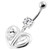 Jeweled Heart Cut out 925 Sterling Silver Navel Bar - Clear