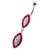 Multi Jeweled Twin Oval belly bar - Fushia