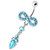 Jeweled Infinity Dangling Navel belly bar - Aqua