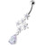 Multi Sparkling Jeweled Stars Navel Belly Ring - Lavender