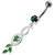 Multi Stone Jeweled Fancy Dangling SS Banana Bar Belly Ring - Emerald
