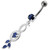 Multi Stone Jeweled Fancy Dangling SS Banana Bar Belly Ring - Dark blue