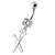 Jeweled Scissor and comb Dangling Belly Ring - Clear