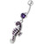 Jeweled Sea Horse Dangling Belly Ring - Purple