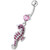 Jeweled Sea Horse Dangling Belly Ring - Pink