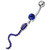 Jeweled Snake Dangling Belly Ring - Dark Blue