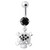 Jeweled Skull Navel Belly Ring - Black