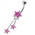 Jeweled Stars Dangling Belly Ring - Pink