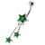 Jeweled Stars Dangling Belly Ring - Emerald