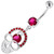 Jeweled Skull with center Stone Navel Belly Piercing - Red
