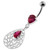 Jeweled Tear Drop Pattern belly piercing - Red