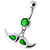 Jeweled mustache Dangling Belly Ring - Emerald