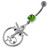 Nose and Lip Pierced women Silver Belly Button Ring - Peridot