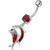 Jumping Jeweled Dolphin Dangling Belly Bar - Red