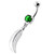 Linear Leaf cute belly button ring - Emerald