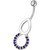 Pear Jeweled Fancy Round Dangling Belly Ring - Purple
