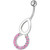 Pear Jeweled Fancy Round Dangling Belly Ring - Pink