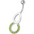 Pear Jeweled Fancy Round Dangling Belly Ring - Peridot