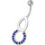 Pear Jeweled Fancy Round Dangling Belly Ring - Dark Blue