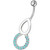 Pear Jeweled Fancy Round Dangling Belly Ring - Aqua
