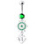 Ship Helm with Anchor Navel Belly Ring - Emerald