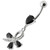 Silver  Pear Jeweled Dangling SS Belly Ring Body Jewelry - Black