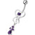Silver Dangling Banana Bar Navel Ring - Purple