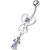 Silver Dangling Banana Bar Navel Ring - Lavender