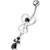 Silver Dangling Banana Bar Navel Ring - Black