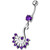 Silver Dream Catcher with Jeweled Feathers Fancy Navel Banana Bar Ring - Purple
