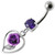 Rose in Heart Jeweled Dangling Belly Ring - Purple