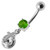 Silver Fancy  CROSS Dangling Belly Ring - Peridot