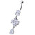 Silver Fancy  Flower Dangling Bdy Jewelry SS Bar Belly Ring - Lavender