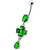Silver Fancy  Flower Dangling Bdy Jewelry SS Bar Belly Ring - Emerald