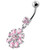 Round Flower Dangling Navel Belly Banana - Pink