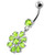 Round Flower Dangling Navel Belly Banana - Peridot