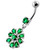 Round Flower Dangling Navel Belly Banana - Emerald