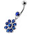 Round Flower Dangling Navel Belly Banana - Dark Blue