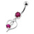Round Gem in a Heart Navel Belly Button Piercing - Red