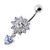 Royal Heart Stone Jeweled Dangling Navel Belly Ring - Lavender