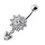 Royal Heart Stone Jeweled Dangling Navel Belly Ring - Clear