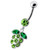 Silver Fancy Jeweled Grape Dangling Curved Belly Ring - Peridot