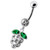 Silver Fancy Jeweled Grape Dangling Curved Belly Ring - Clear