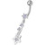 Silver Fancy Star Jeweled Dangling With SS Bar Navel Ring - Lavender
