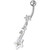 Silver Fancy Star Jeweled Dangling With SS Bar Navel Ring - Clear